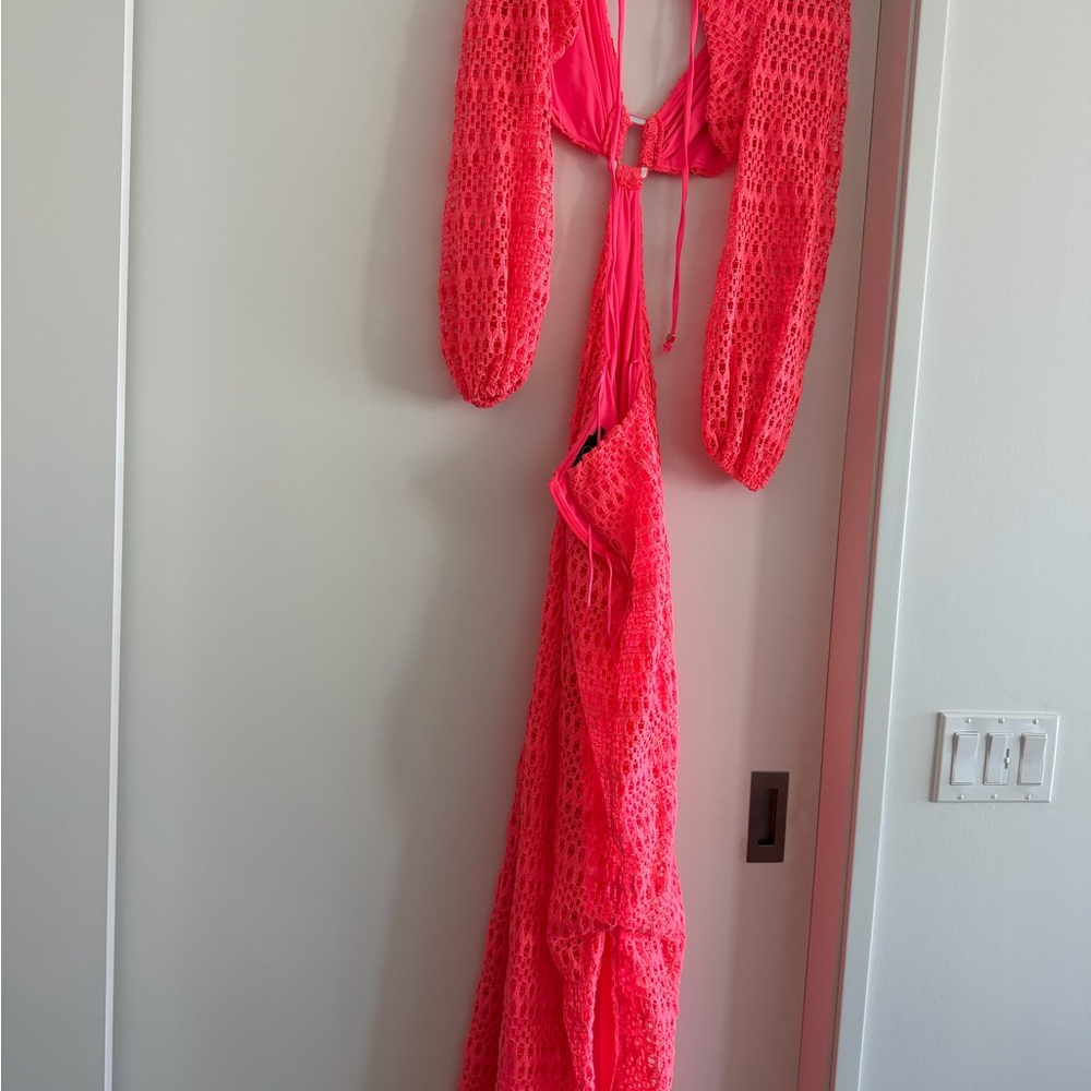 PatBO Neon Pink Crochet Dress